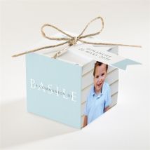 Boîte de dragées communion Ferveur personnalisable - Couleur Bleu - 4,5 cm - Monfairepart
