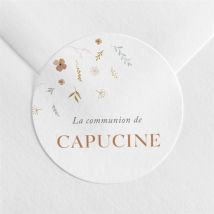 Sticker communion Belle colombe personnalisable - Couleur Rose et Blanc - 4 cm - Monfairepart