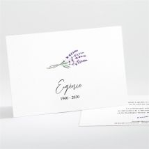 Faire-part décès Souvenir de lavande personnalisable - Couleur Violet et Blanc - 13,8 x 9,5 cm - Monfairepart