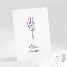 Carte de remerciement décès Souvenir de lavande personnalisable - Couleur Violet et Blanc - 10,5 x 14,5 cm - Monfairepart