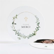 Remerciement communion Gravée au coeur personnalisable - Couleur Vert et Blanc - 13,5 cm - Monfairepart