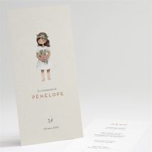 Menu communion Petite fille personnalisable - Couleur Beige - 10 x 21 cm - Monfairepart