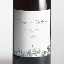 Etiquette de bouteille mariage Lyrisme personnalisable - Couleur Vert et Blanc - 9,5 x 9,5 cm - Monfairepart