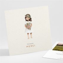 Remerciement communion Petite fille personnalisable - Couleur Beige - 9,5 x 9,5 cm - Monfairepart