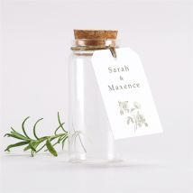 Mignonnette mariage Fleuri étiquette personnalisable - 3,7 cm de diamètre et 8 cm de hauteur - Monfairepart
