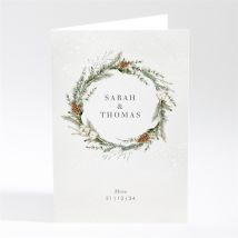 Menu mariage Noël personnalisable - Couleur Vert et Blanc - 10 x 14,5 cm - Monfairepart