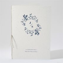 Livret de messe mariage Notre Idylle personnalisable - Couleur Bleu et Beige - 15,2 x 21,5 cm - Monfairepart