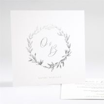 Faire-part mariage Tendre Elegance dorure personnalisable - Couleur Blanc/Argenté - 13,5 x 13,5 cm - Monfairepart