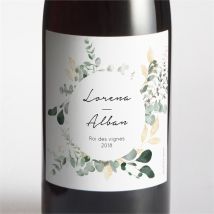 Etiquette de bouteille mariage Pastel personnalisable - Couleur Vert et Blanc - 9,5 x 9,5 cm - Monfairepart