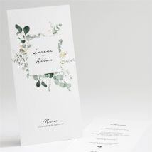 Menu mariage Pastel personnalisable - Couleur Vert et Blanc - 10 x 21 cm - Monfairepart