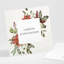 Carton d'invitation mariage En rouge et blanc personnalisable - Couleur Rouge, Vert et Beige - 9,5 x 9,5 cm - Monfairepart
