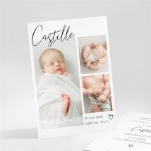 Faire-part naissance Mon Pele mele photo personnalisable - Couleur Noir, Blanc et Blanc - 10,5 x 14,5 cm - Monfairepart