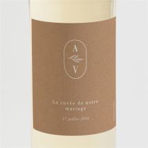 Etiquette de bouteille mariage Capsule Champetre personnalisable - Couleur Beige et Marron/Kraft - 9,5 x 9,5 cm - Monfairepart