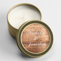 Bougie mariage Boisé personnalisable - 5 cm et 2,5 cm de hauteur - Monfairepart