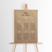Plan de table mariage Nos empreintes personnalisable - 29,7 x 42 cm - Monfairepart