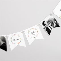 Guirlande mariage Art Champêtre personnalisable - 12 fanions recto-verso de 9,9 x 9,4 cm - Monfairepart