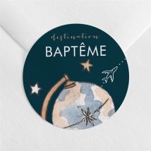 Sticker baptême Mon Passeport Bapteme personnalisable - Couleur Bleu - 4 cm - Monfairepart