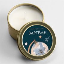 Bougie baptême Mon Passeport Bapteme or personnalisable - 5 cm et 2,5 cm de hauteur - Monfairepart