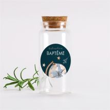 Mignonnette baptême Mon Passeport Bapteme sticker personnalisable - 3,7 cm de diamètre et 8 cm de hauteur - Monfairepart