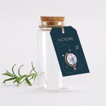 Mignonnette baptême Passeport Bapteme étiquette personnalisable - 3,7 cm de diamètre et 8 cm de hauteur - Monfairepart