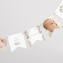 Guirlande baptême Tout en Joie personnalisable - 12 fanions recto-verso de 9,9 x 9,4 cm - Monfairepart
