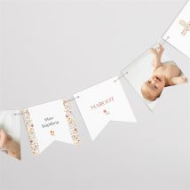 Guirlande baptême Florilège personnalisable - 12 fanions recto-verso de 9,9 x 9,4 cm - Monfairepart