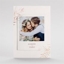 Carte de remerciement mariage Poésie Boheme duo personnalisable - Couleur Rose et Beige - 14 x 10 cm assemblé - magnet 10 x 8 cm - Monfairepart