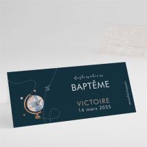 Marque-place baptême Mon Passeport Bapteme personnalisable - Couleur Bleu - 9,5 x 4,2 cm - Monfairepart
