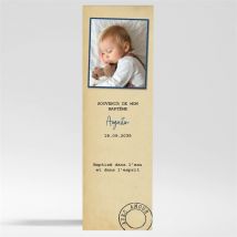 Signet baptême Télégramme Baptême magnet personnalisable - Couleur Beige et Marron/Kraft - 5,4 x 19,4 cm - Monfairepart