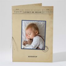 Livret de messe baptême Télégramme Baptême personnalisable - Couleur Beige et Marron/Kraft - 15,2 x 21,5 cm - Monfairepart