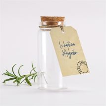 Mignonnette baptême Télégramme Baptême étiquette personnalisable - 3,7 cm de diamètre et 8 cm de hauteur - Monfairepart