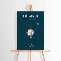 Panneau bienvenue Mon Passeport Bapteme personnalisable - 29,7 x 42 cm - Monfairepart
