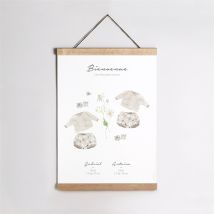 Affiche naissance Bébé jumeaux personnalisable - 29,7 x 42 cm - Monfairepart