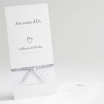 Menu anniversaire de mariage Noces d'Or personnalisable - Couleur Blanc - 10 x 21 cm - Monfairepart