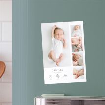 Faire-part naissance Le photomaton magnet personnalisable - Couleur Blanc - 9,5 x 13,8 cm - Monfairepart