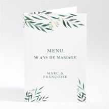 Menu anniversaire de mariage ALL IN ONE invitation personnalisable - Couleur Vert et Blanc - 10 x 14,5 cm - Monfairepart