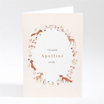 Faire-part naissance Ronde de la forêt personnalisable - Couleur Orange et Beige et Marron - 10 x 14,5 cm - Monfairepart