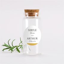 Mignonnette mariage Gatsby sticker personnalisable - 3,7 cm de diamètre et 8 cm de hauteur - Monfairepart