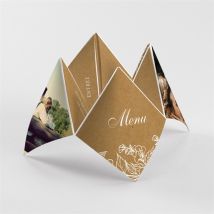 Menu mariage Belle découverte cocotte personnalisable - Couleur Beige et Marron/Kraft - 20,9 x 20,9 cm - Monfairepart