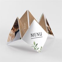 Menu mariage Nature chic cocotte personnalisable - Couleur Vert et Blanc - 20,9 x 20,9 cm - Monfairepart