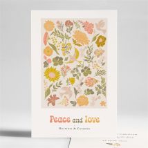 Faire-part mariage Hippie chic personnalisable - Couleur Rose et Vert, Jaune et Orange et Beige/Multicolore - 14,5 x 21 cm - Monfairepart