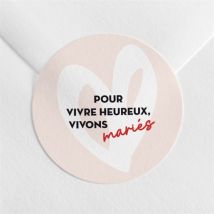 Sticker mariage Coeur personnalisable - Couleur Rouge/Rose - 4 cm - Monfairepart