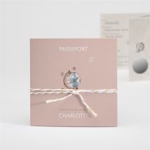 Faire-part naissance Passeport fille accordéon personnalisable - Couleur Rose et Beige - 10 x 10 cm - Monfairepart