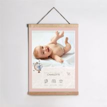 Affiche naissance Passeport fille personnalisable - 29,7 x 42 cm - Monfairepart