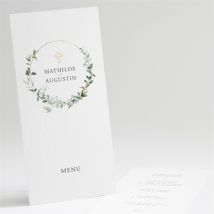 Menu mariage Sacré personnalisable - Couleur Vert et Blanc - 10 x 21 cm - Monfairepart