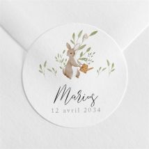 Sticker naissance Petits lapins personnalisable - Couleur Vert et Blanc - 4 cm - Monfairepart