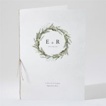 Livret de messe mariage Couronne d'hiver personnalisable - Couleur Vert, Beige et Blanc - 15,2 x 21,5 cm - Monfairepart
