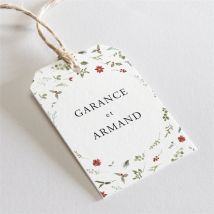 Etiquette mariage Ronde fleurie personnalisable - Couleur Rouge, Vert et Blanc - 4 x 6 cm - Monfairepart