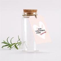Mignonnette mariage Coeur étiquette personnalisable - 3,7 cm de diamètre et 8 cm de hauteur - Monfairepart