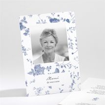 Carte de remerciement décès Fleurs bleues personnalisable - Couleur Bleu et Blanc - 9,5 x 13,8 cm - Monfairepart